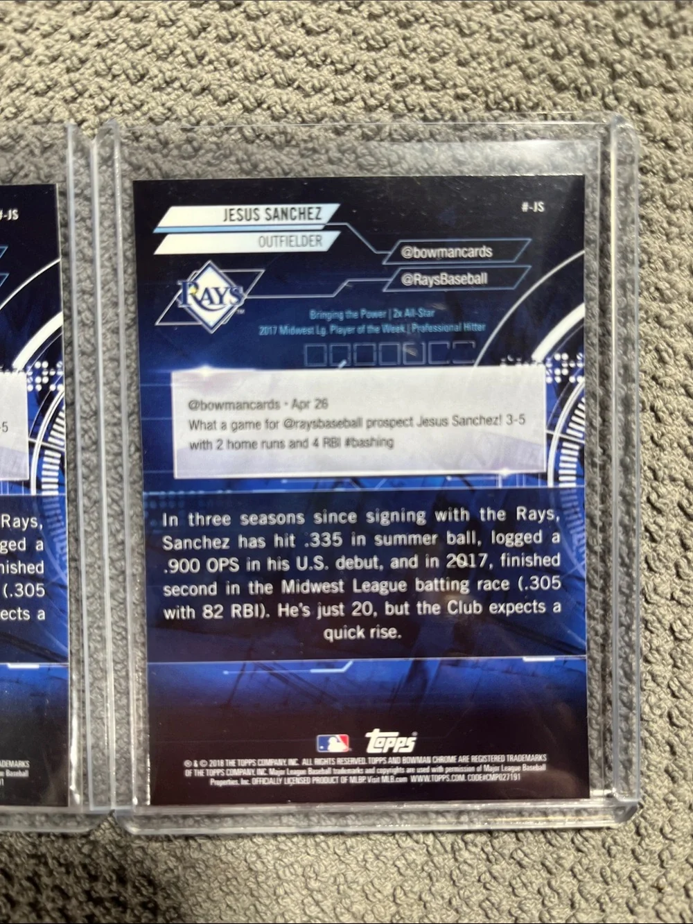 Lot (2) 2018 Bowman Chrome Trending Refractor Jesus Sanchez #-JS